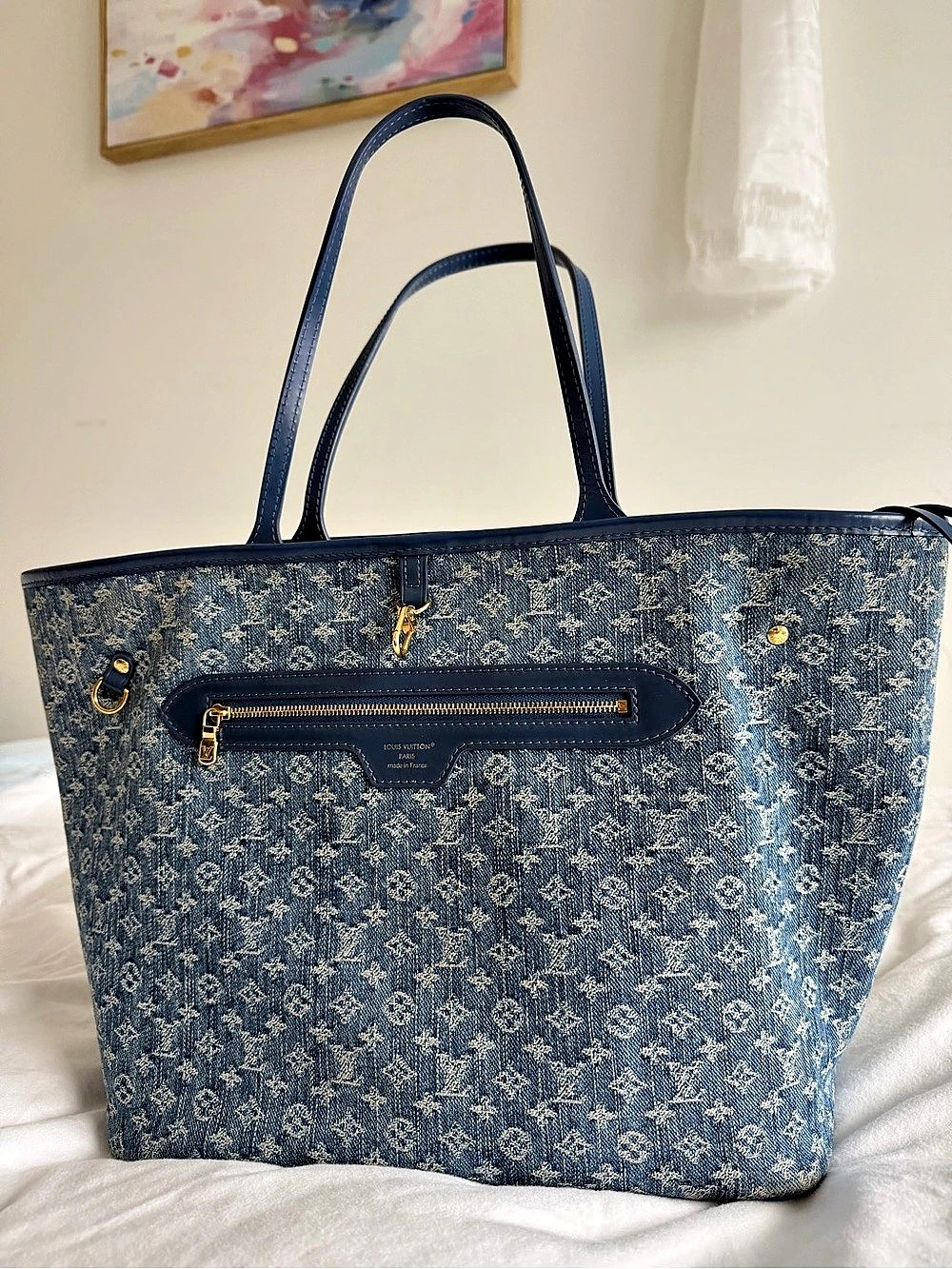Authentic LIMITED EDITION Louis Vuitton Neverfull MM Monogram Jacquard Denim Tot